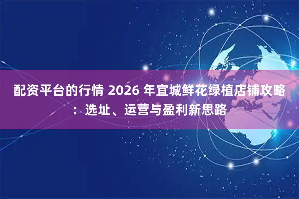 配资平台的行情 2026 年宜城鲜花绿植店铺攻略：选址、运营与盈利新思路